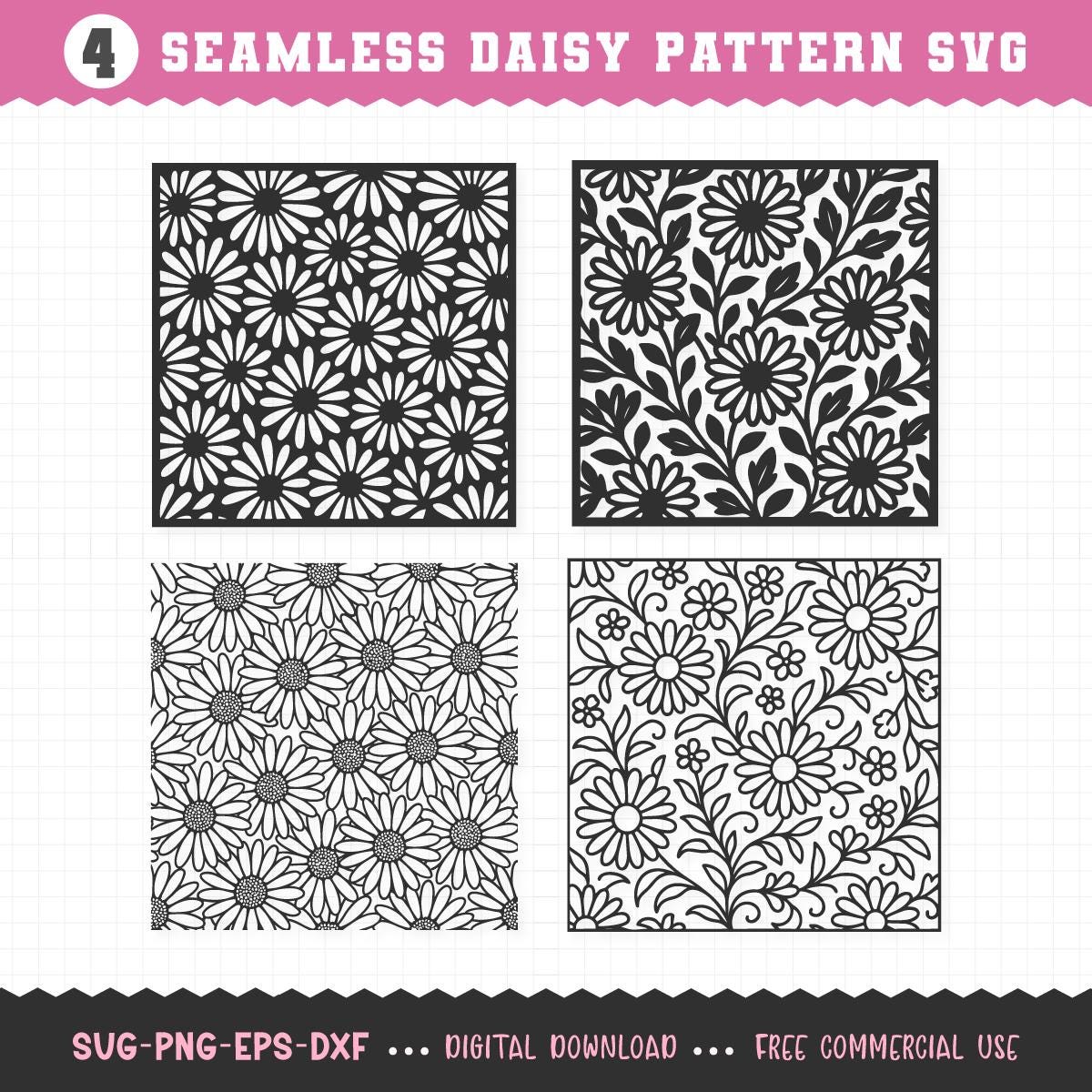 Daisy Pattern SVG, Seamless Daisy SVG, Daisy Pattern, Daisy Print ...
