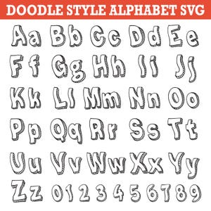 Doodle Alphabet, Doodle Letters SVG, Alphabet SVG, Alphabet Cricut, ABC Svg, Alphabet Cut File, Numbers Svg, Doodle Numbers, Numbers Bundle