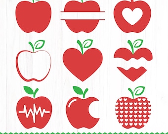 Apple SVG Bundle, Clipart, Monogram, Cut File (Digital Download)