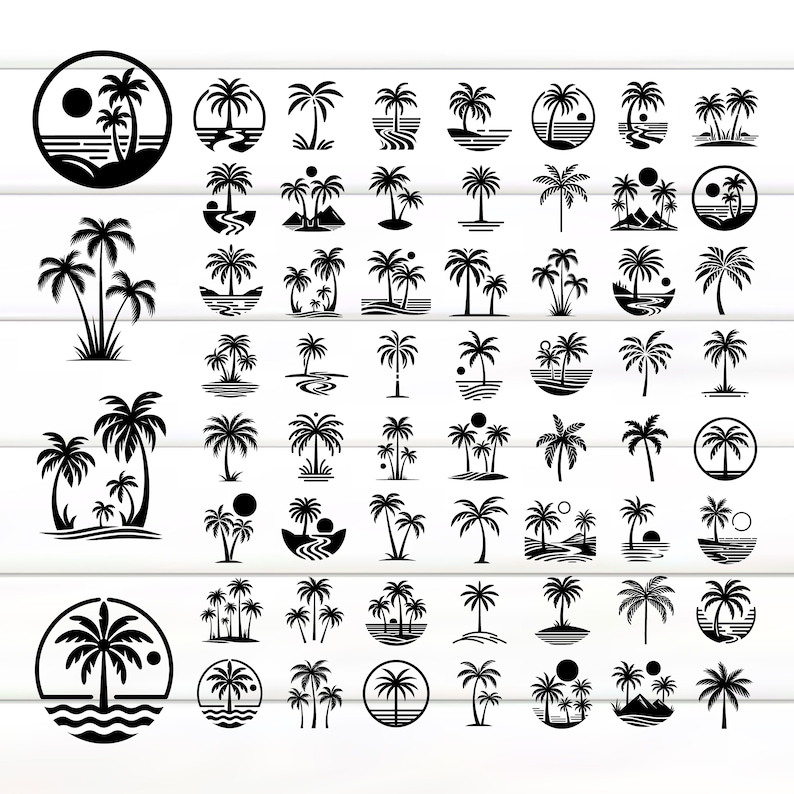 Palm Tree SVG Bundle, Tropical Clipart (65+ Files) - Etsy