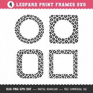 Leopard Print Frame SVG PNG / Leopard Print Circle SVG / Cheetah Print Frame Svg / Leopard Print Border Frame Svg / Cut Files For Cricut