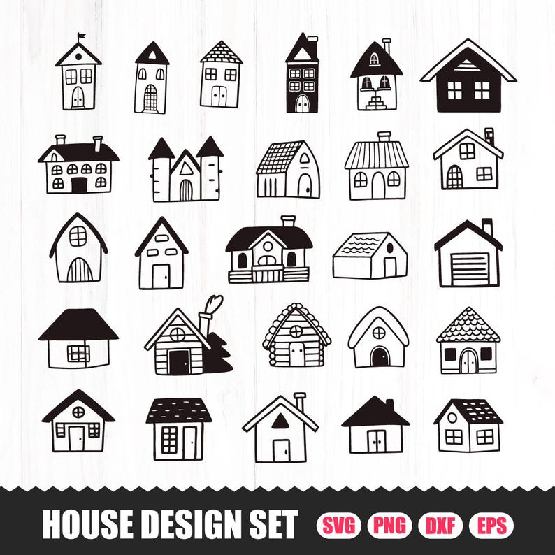 House SVG Bundle, Doodle Home Clipart (digital Download) - Etsy