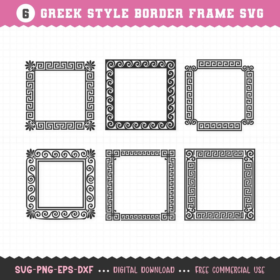 Greek Frames SVG, Greek Key Frame SVG, Frame SVG Files, Frame Clipart ...