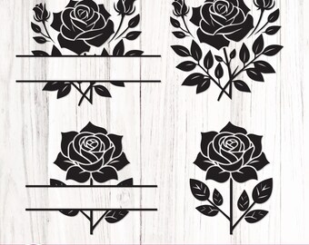 Rose Monogram SVG Bundle, Flower Cut Files (Digital Download)