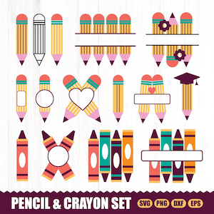 Pencil SVG Bundle, Crayon SVG Bundle, Pencil Cut File, Pencil Clipart, Pencil Design SVG, Pencil Svg, Pencil Png, Pencil Svg Cricut, Pencil
