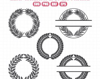 Leaf Wreath Monogram SVG, Split Frame, Wedding (Digital Download)