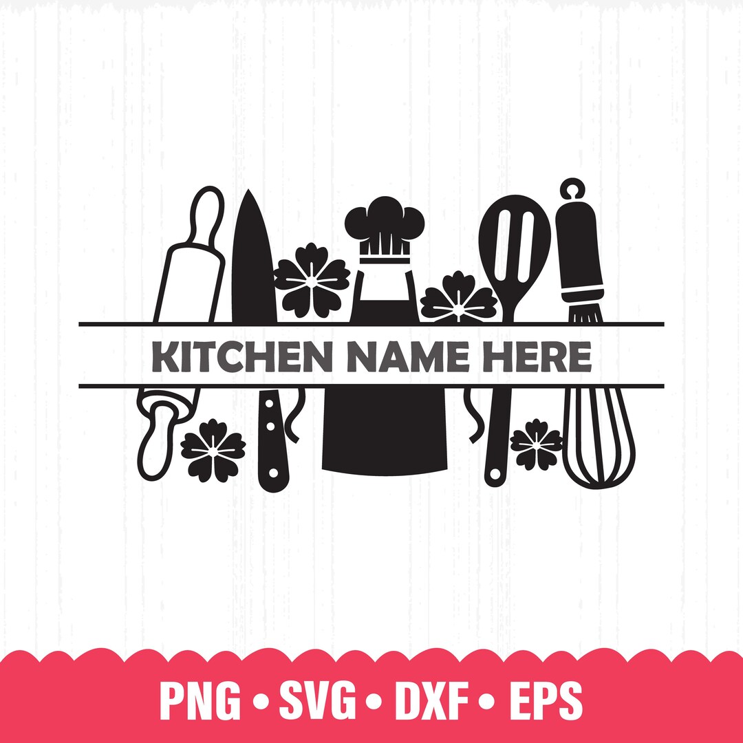 Kitchen Monogram SVG, Chef Tools Sign, Baking Cut File (digital ...