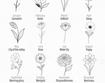 Birth Flowers Bundle, Birth Flower Svg, Birthmonth Svg, Birth Month Svg, Birthday Flower Svg, Birth Flower Png Set, Flower Svg, Birth Flower