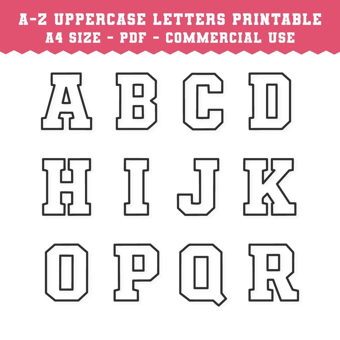 Printable Alphabet A-Z PDF / Uppercase Letters Printable / Alphabet