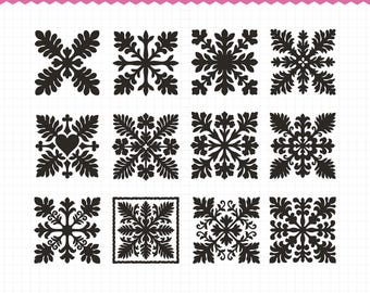 Hawaiian Quilt SVG, Hawaiian Quilt Block, Quilt Block SVG, Boho Quilt SVG, Floral Quilt, Digital Download