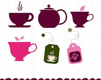 Tea Party SVG, Teapot Clipart Bundle (Digital Download)