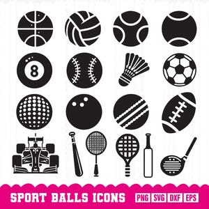 Sports balls Svg, Balls Svg Cut File, Sports Ball Clipart, Soccer Ball Svg, Sport Ball Png, Sport Balls Illustration