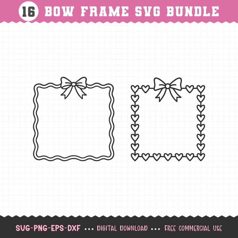 Bow Frame Bundle SVG, Bow Frames SVG, Aesthetic Bow Frame, Invitation ...