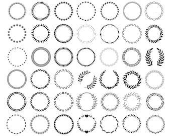 Circle Wreath SVG Bundle, Monogram Frames (Cut Files)