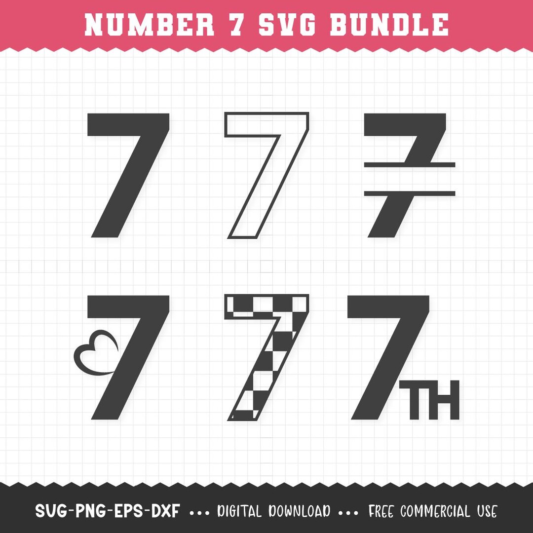 Number 7 SVG PNG / Number 7 Clipart / Numbers SVG / Checkered Number 7 ...