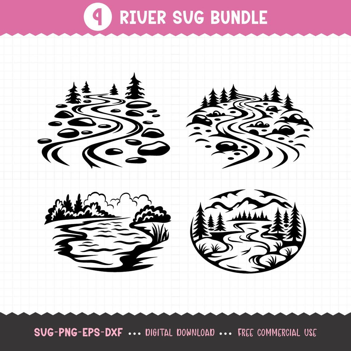 River Scene SVG, River SVG, River Landscape, Landscape SVG, Nature Svg ...