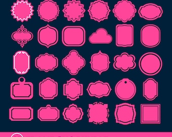 30 Frames and Shapes SVG Bundle, Tags, Labels (Digital Download)