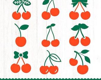 Cherry SVG, Cherry SVG Bundle, Cherries Clipart, Fruit SVG, Cherry Cricut, Cherry Cut files, Silhouette, instant download