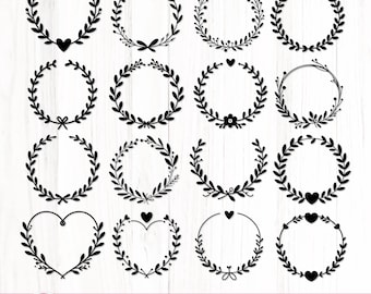 Botanical Wreath SVG Bundle, Wedding Circle Wreaths (Digital Download)