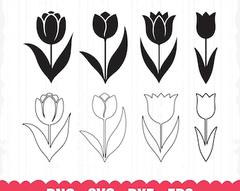 Tulip Flower Svg, Tulip SVG, Tulip Clipart, Tulips Bouquet SVG, Spring Flower Svg, Tulip SVG Bundle, Layered Flower Svg
