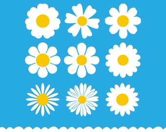 Pakiet Daisy SVG, Kwiat Daisy SVG, Kwiat Daisy PNG, Clipart Kwiatu Daisy, Daisy SVG Cricut, Plik Cięcia Daisy, Retro Kwiat SVG, Daisy SVG
