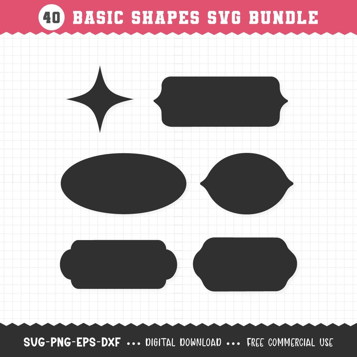 Basic Shape SVG Bundle / Basic Shape PNG Bundle / Shapes SVG / Label ...