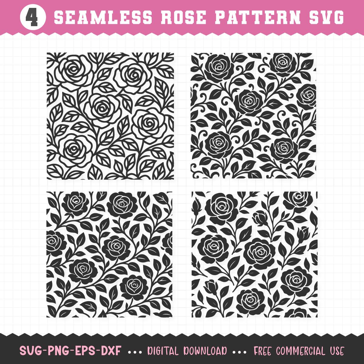 Rose Pattern SVG, Seamless Roses SVG, Roses SVG Pattern, Rose Pattern ...