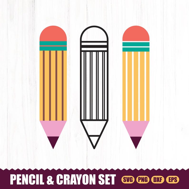 Pencil & Crayon SVG Bundle, School Clipart (digital Download) - Etsy
