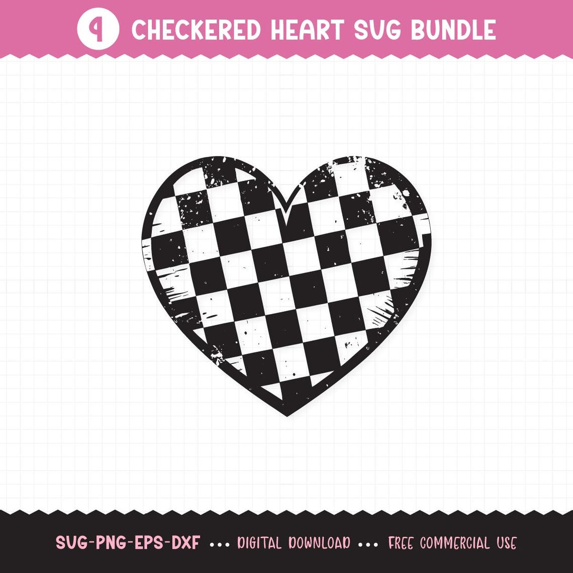 Checkered Heart SVG, Checkered Heart PNG, Checkered Heart, Cut Files ...