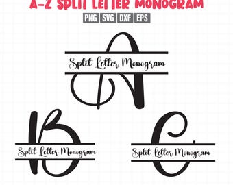Lettertype monogram Svg-bundel, gesplitste monogram letters Svg, familie monogram Svg, monogram lettertype alfabet, monogram Svg-bestanden, gesneden bestand voor Cricut
