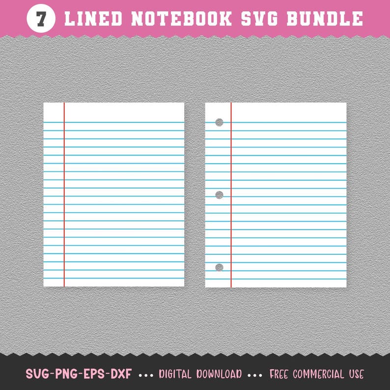 Lined Paper SVG / Lined Notebook SVG / Notebook Paper SVG / Lined Paper ...