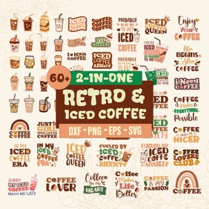 Más de 60 paquetes retro de café y café helado, hippie svg, café helado svg, café retro svg, cita de café svg, café divertido svg, café svg