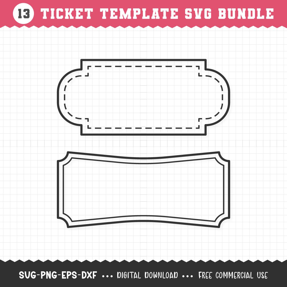 Ticket Shape Label Ticket SVG / Ticket Template SVG / Blank Tickets SVG / Ticket Bundle ...