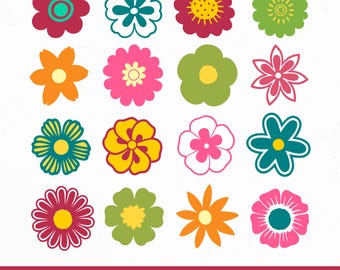 Retro Blumen SVG Bundle, Blumen Clipart (digitaler Download)