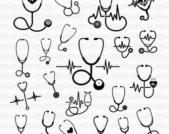Heart Stethoscope SVG PNG Clipart, Nurse Doctor Cut File (Digital Download)