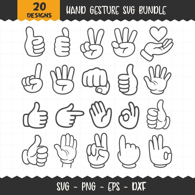 Hand Symbol SVG, Hand Symbol Clipart, Hands SVG Bundle, Hand Cricut ...