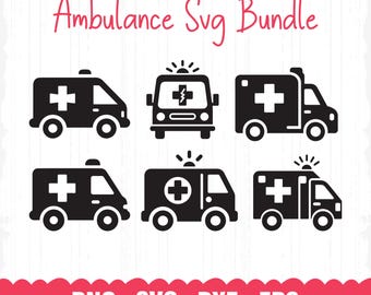 Ambulance SVG Clipart Bundle, Emergency Vehicle Graphics (Digital Download)
