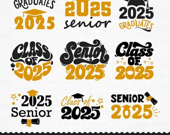 Senior 2025 SVG-bundel, afstuderen clipart (digitale download)