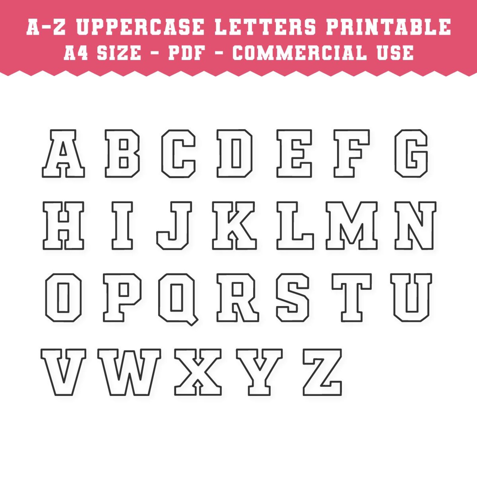 Printable Alphabet A-Z PDF / Uppercase Letters Printable / Alphabet