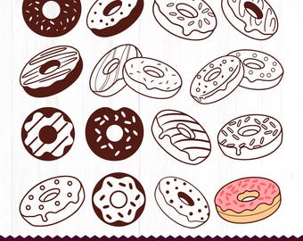 Donut SVG-bundel, strooi donut clipart (digitale download)