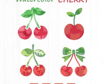 Cherries Svg, Watercolor Cherry Clipart, Cherry Svg, Cherry Bows Svg, Cherry Png, Trendy Cherry Svg, Cherries Clipart, Cherry Cricut