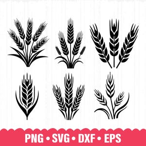 Paquete de Svg de trigo, Svg de trigo, Svg de grano, Silueta de trigo, Clipart de trigo, Vector de trigo, Archivos de corte de trigo, Clipart de grano, Trigo Png