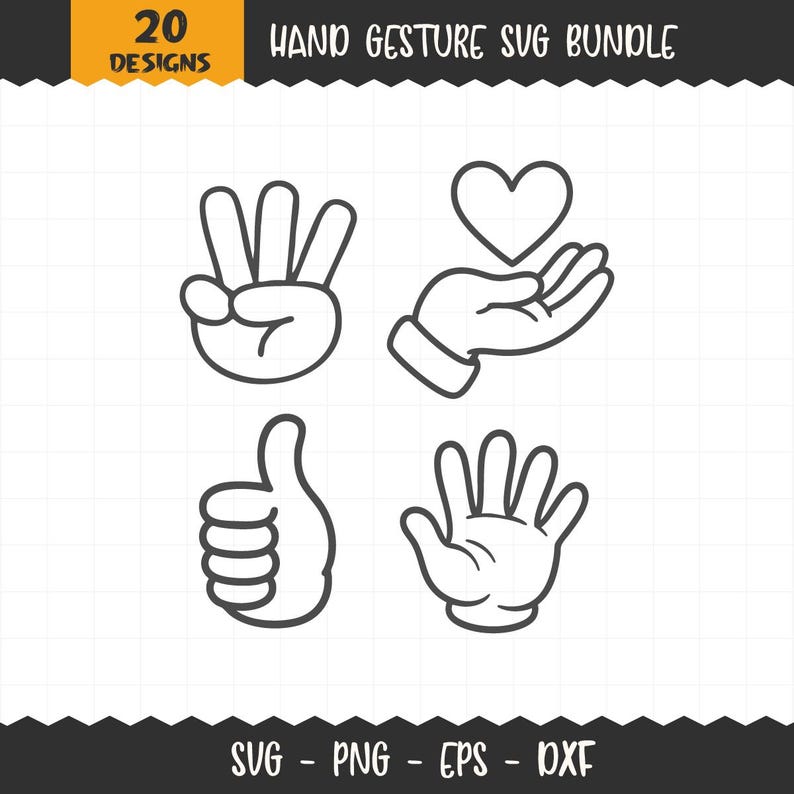 Hand Symbol SVG, Hand Symbol Clipart, Hands SVG Bundle, Hand Cricut ...