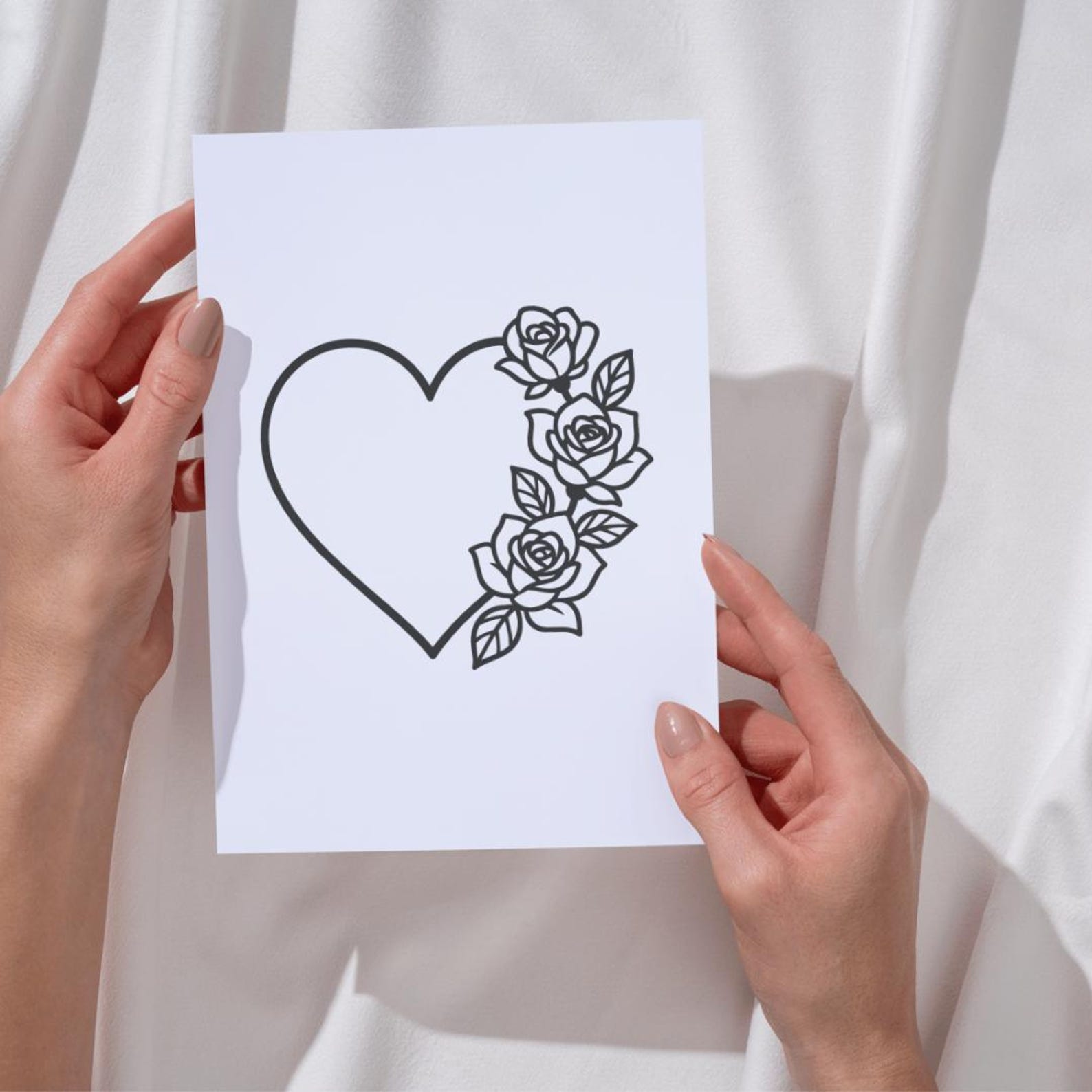Heart Rose SVG / Rose Heart SVG / Heart Roses Design / Rose Frame SVG ...