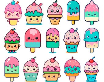 Kawaii Glass Clipart, SVG-paket (digital nedladdning)