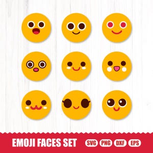 Emojis Svg, Emoji Png, Clipart Emoji, Smiley Face, Svg bonheur, Clipart visage heureux, Smiley Svg, Emoji Svg, lot d'Emojis, visage heureux