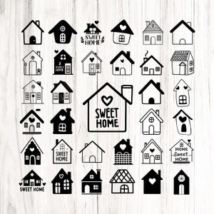 33 Sweet Home Svg, Pacchetto House Svg, Silhouette casa, Casetta Svg, Contorno casa svg, Casa floreale SVG, Clipart casa, Casa Svg, Casa