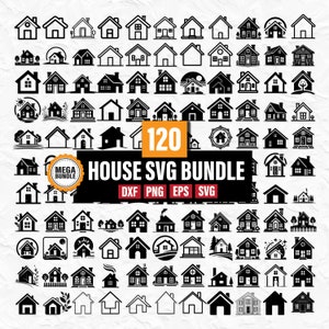 120 Haus SVG Bundle, Haus Silhouette, Kleines Haus SVG, Haus Umriss SVG, Blumenhaus SVG, Haus Clipart, Home SVG, Sweet Home SVG