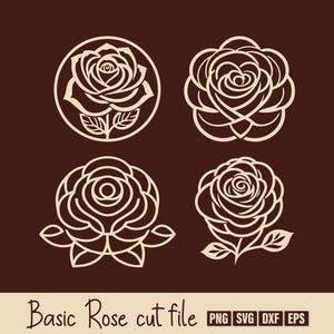 Rose Svg Cut File, Rose Bundle Svg, Rose Outline Svg, Rose Cut File, Rose Laser Cut File, Rose Svg, Rose Svg File