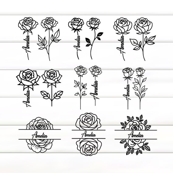 Rose Name Frame Svg, Custom Flower Svg, Rose Birth Flower, Flower Frame Svg, Rose Svg Flower, Rose Monogram Svg, Rose Svg Cut File, Rose Svg
